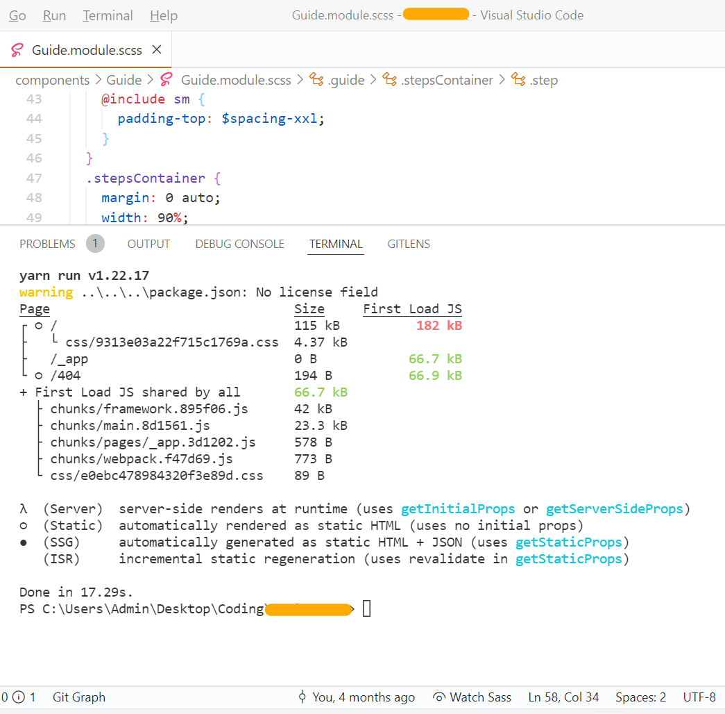 A screenshot VSC terminal local build