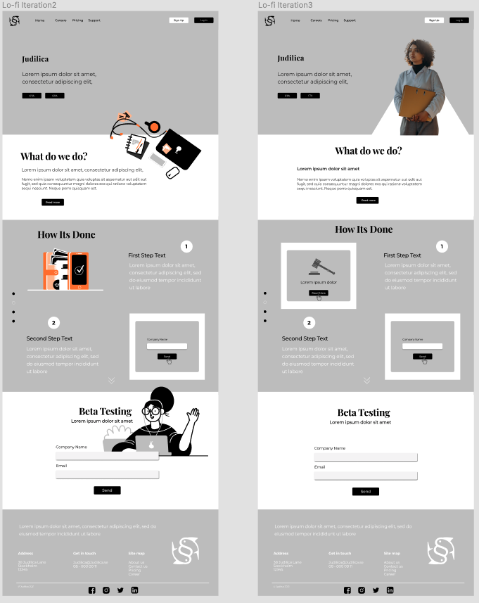 a screenshot of a loFi prototype created in Figma