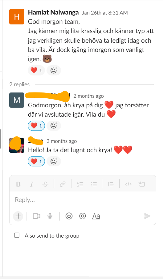 a screenshot a conversation on slack