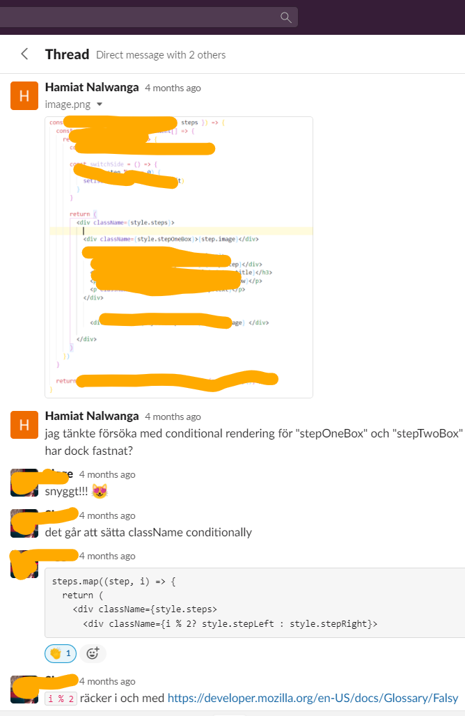 a screenshot of a slack conversation